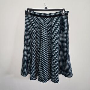 Luciano Dante Elegant Black and Blue Patterned Women's Skirt
